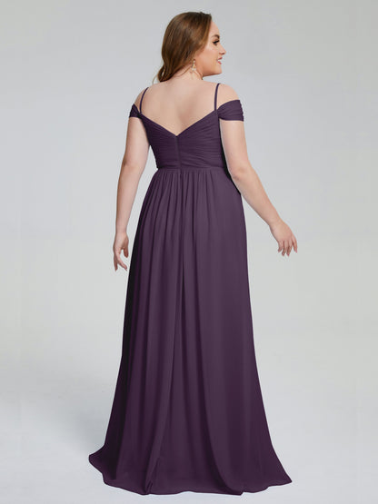 Catherine Elegant Straps Split Plus Size Bridesmaid Dresses