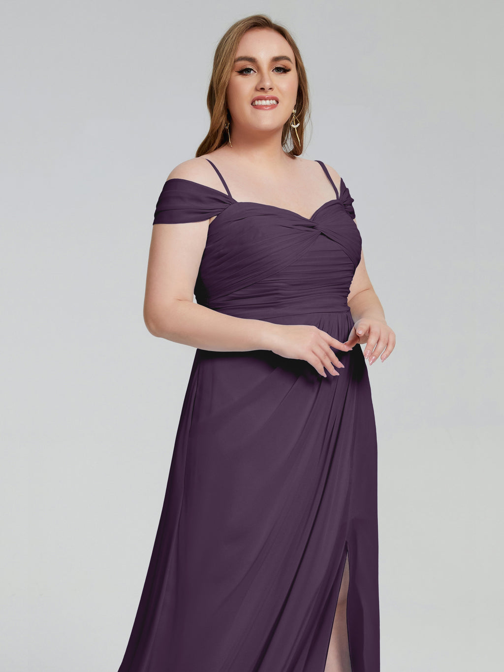 Catherine Elegant Straps Split Plus Size Bridesmaid Dresses