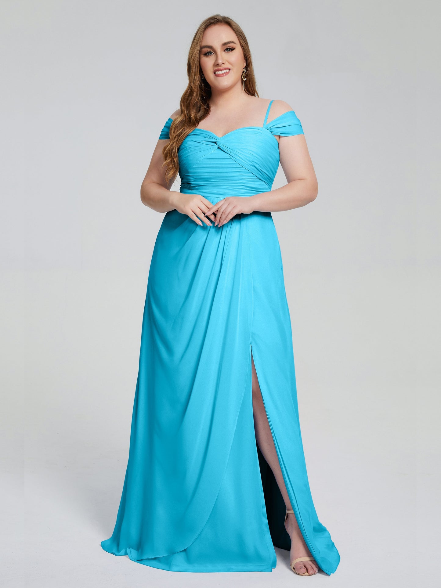 Catherine Elegant Straps Split Plus Size Bridesmaid Dresses
