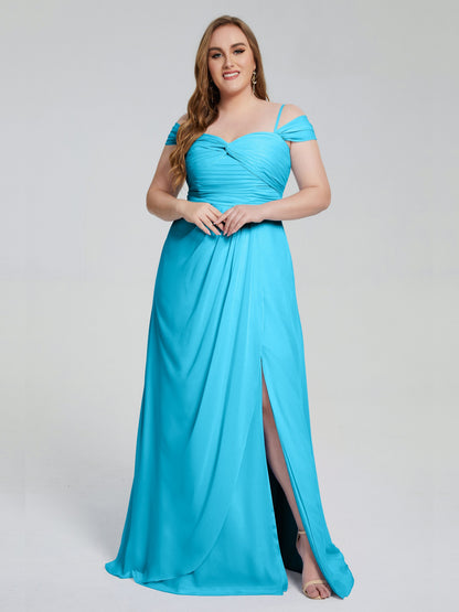 Catherine Elegant Straps Split Plus Size Bridesmaid Dresses