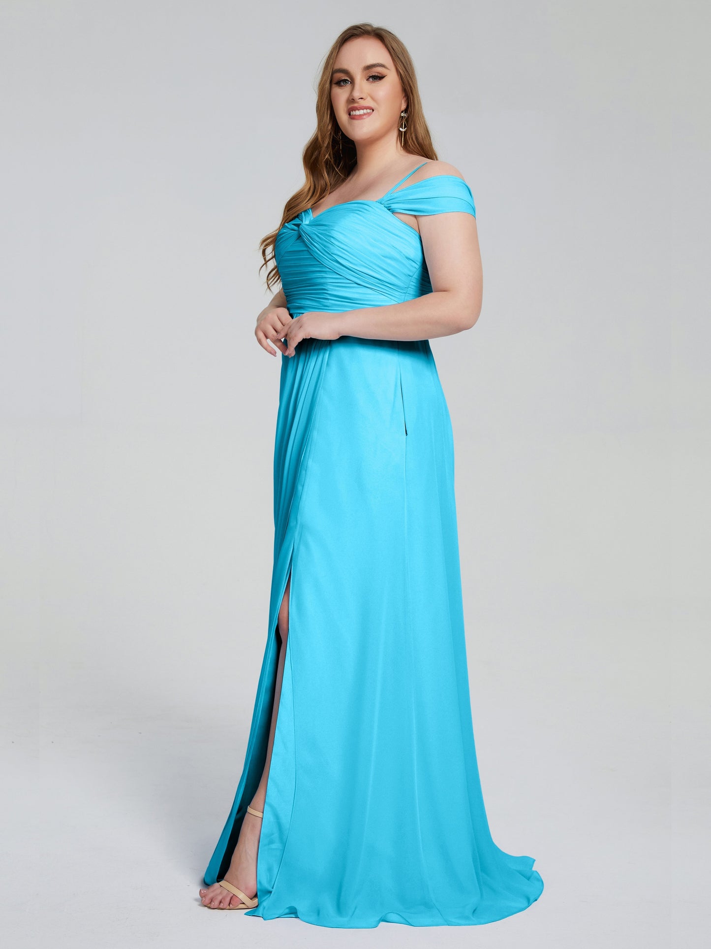 Catherine Elegant Straps Split Plus Size Bridesmaid Dresses