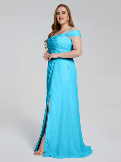 Catherine Elegant Straps Split Plus Size Bridesmaid Dresses