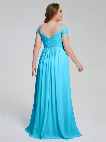 Catherine Elegant Straps Split Plus Size Bridesmaid Dresses