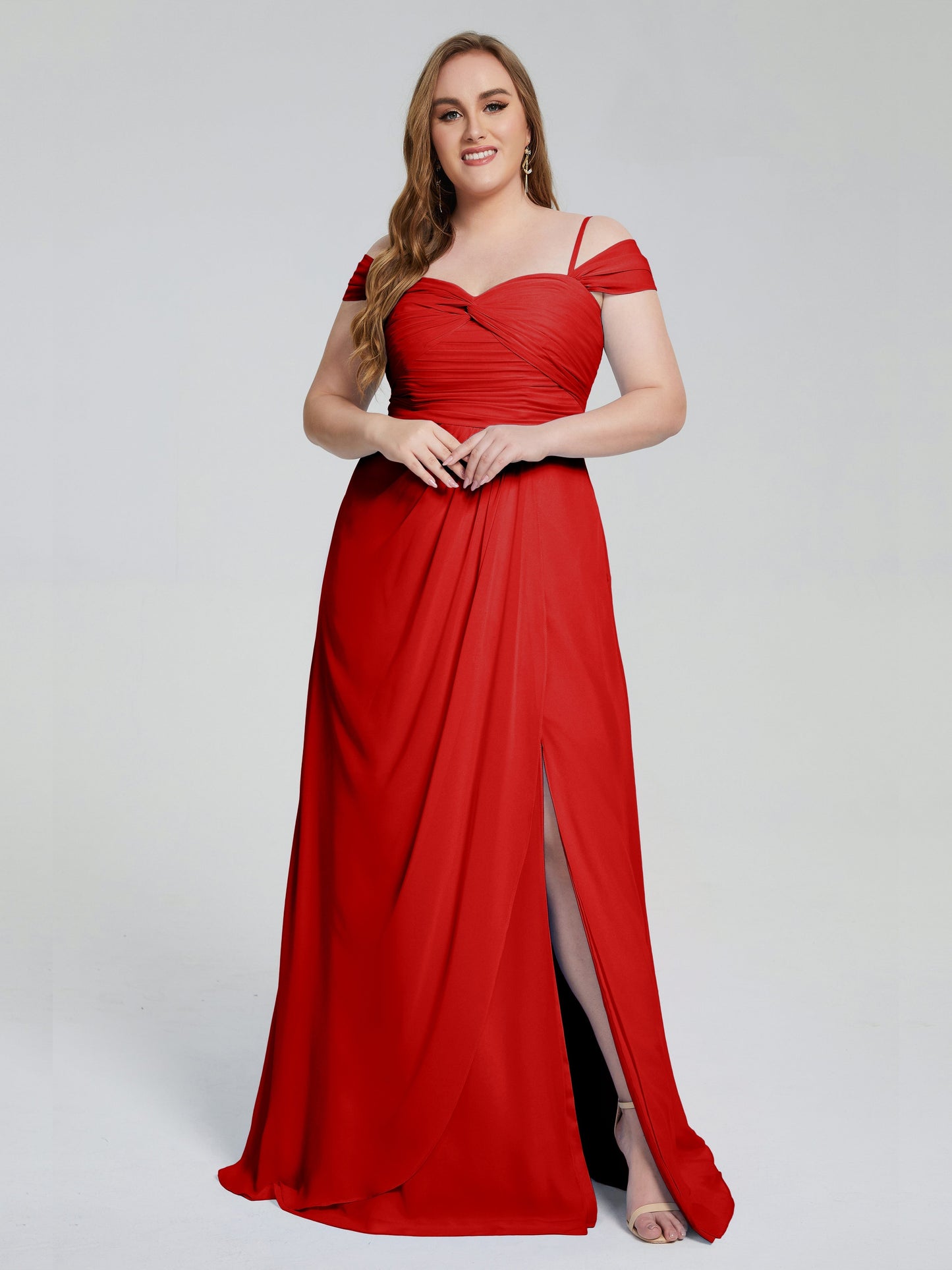 Catherine Elegant Straps Split Plus Size Bridesmaid Dresses