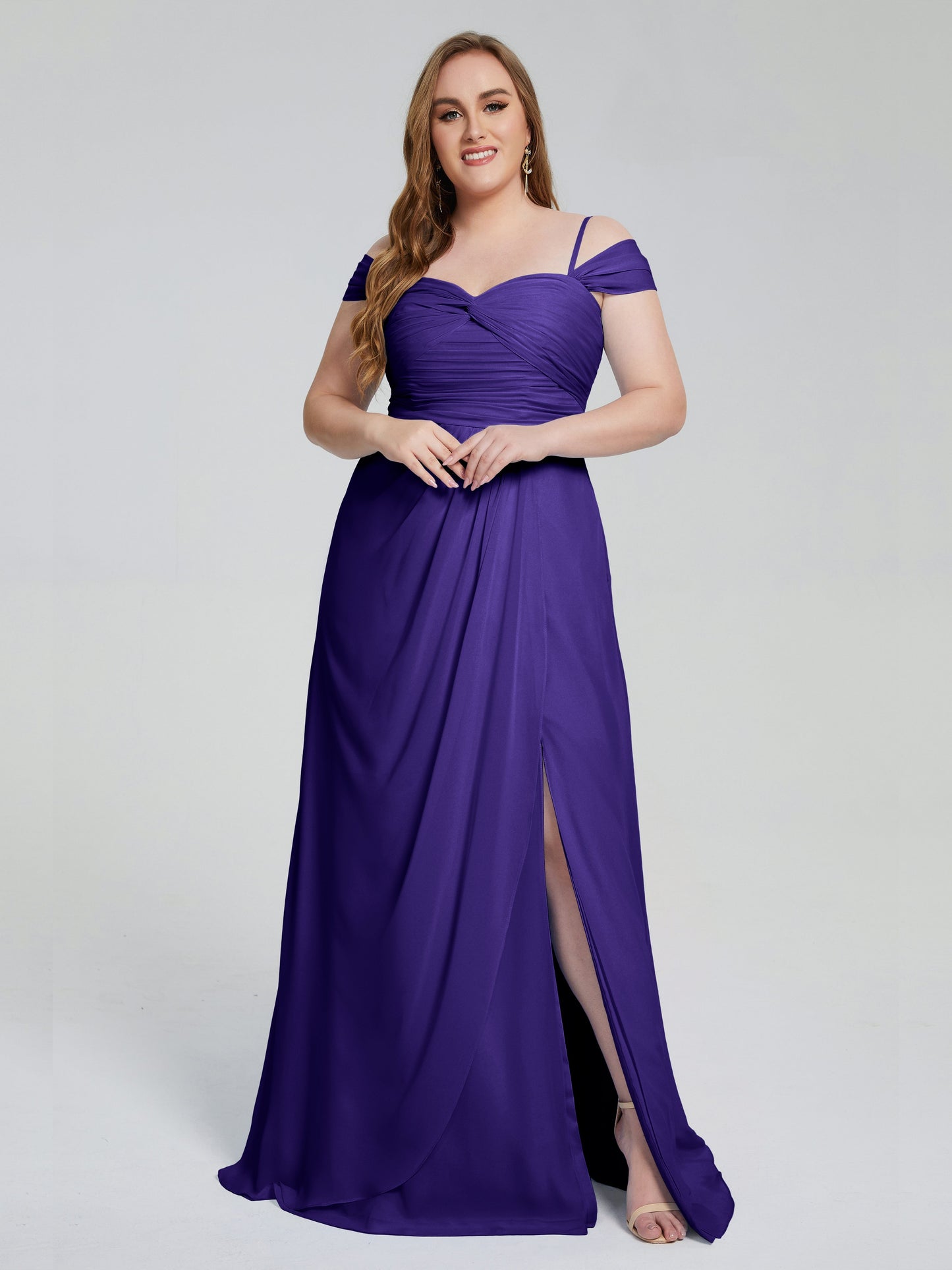 Catherine Elegant Straps Split Plus Size Bridesmaid Dresses