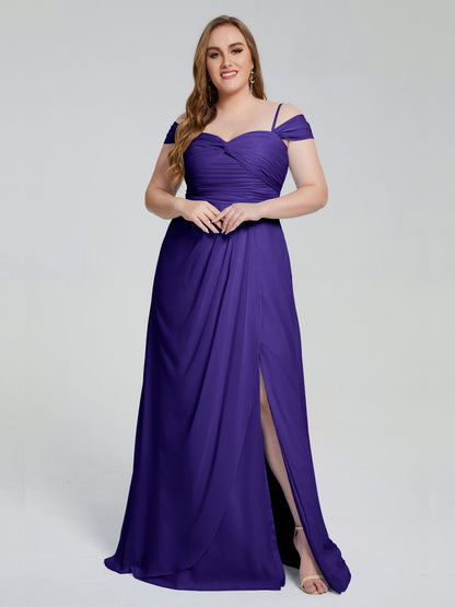 Catherine Elegant Straps Split Plus Size Bridesmaid Dresses