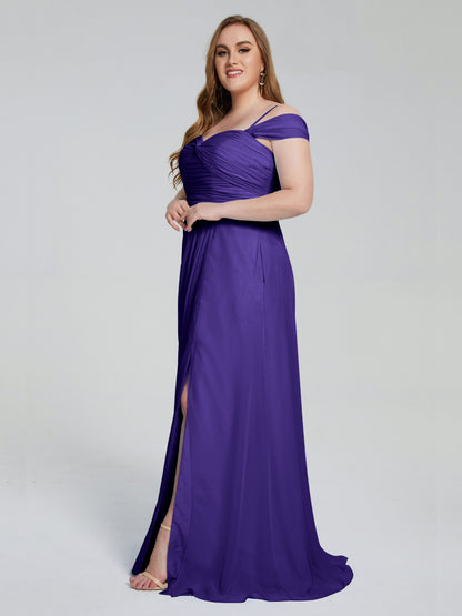 Catherine Elegant Straps Split Plus Size Bridesmaid Dresses