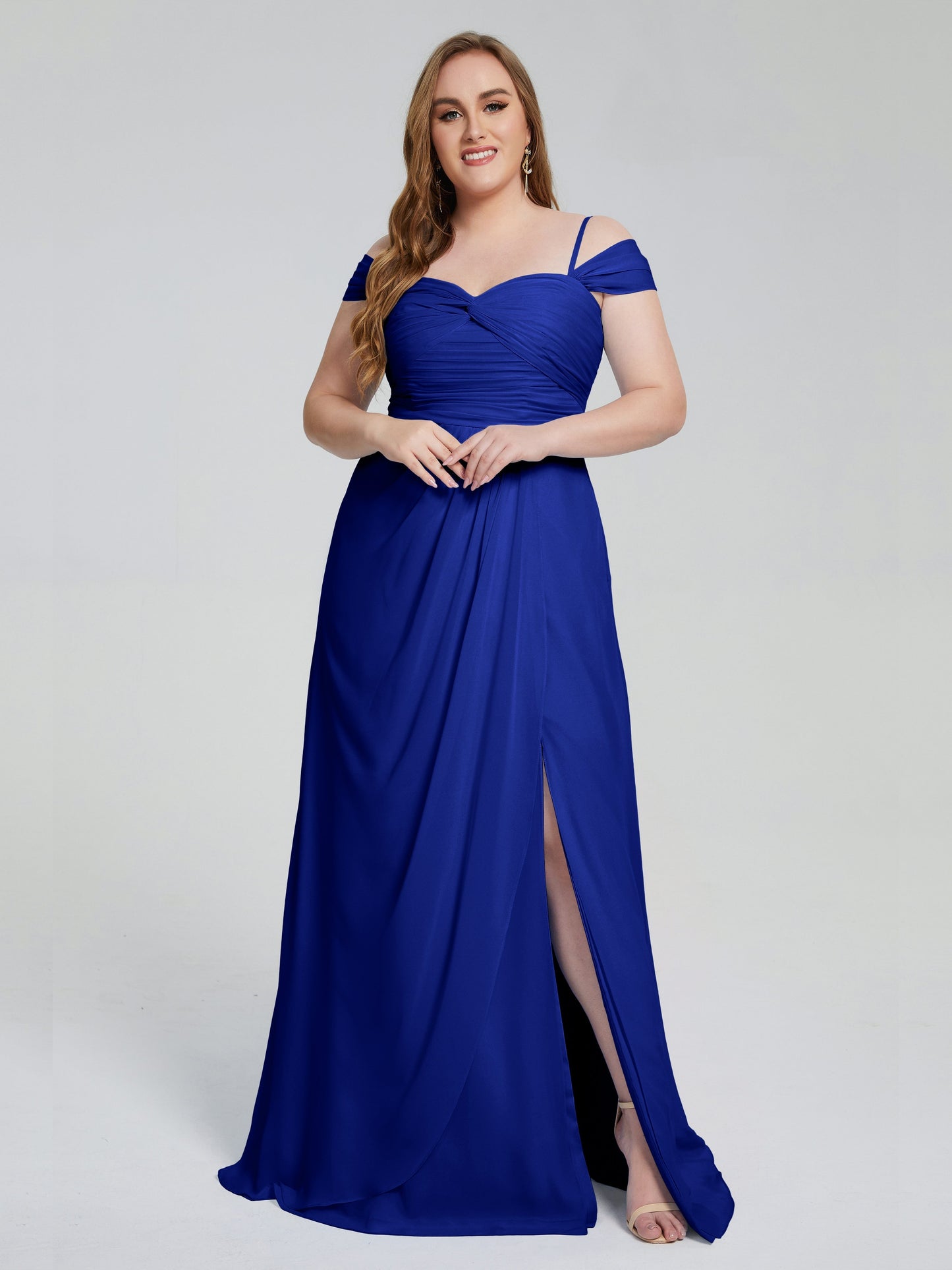 Catherine Elegant Straps Split Plus Size Bridesmaid Dresses