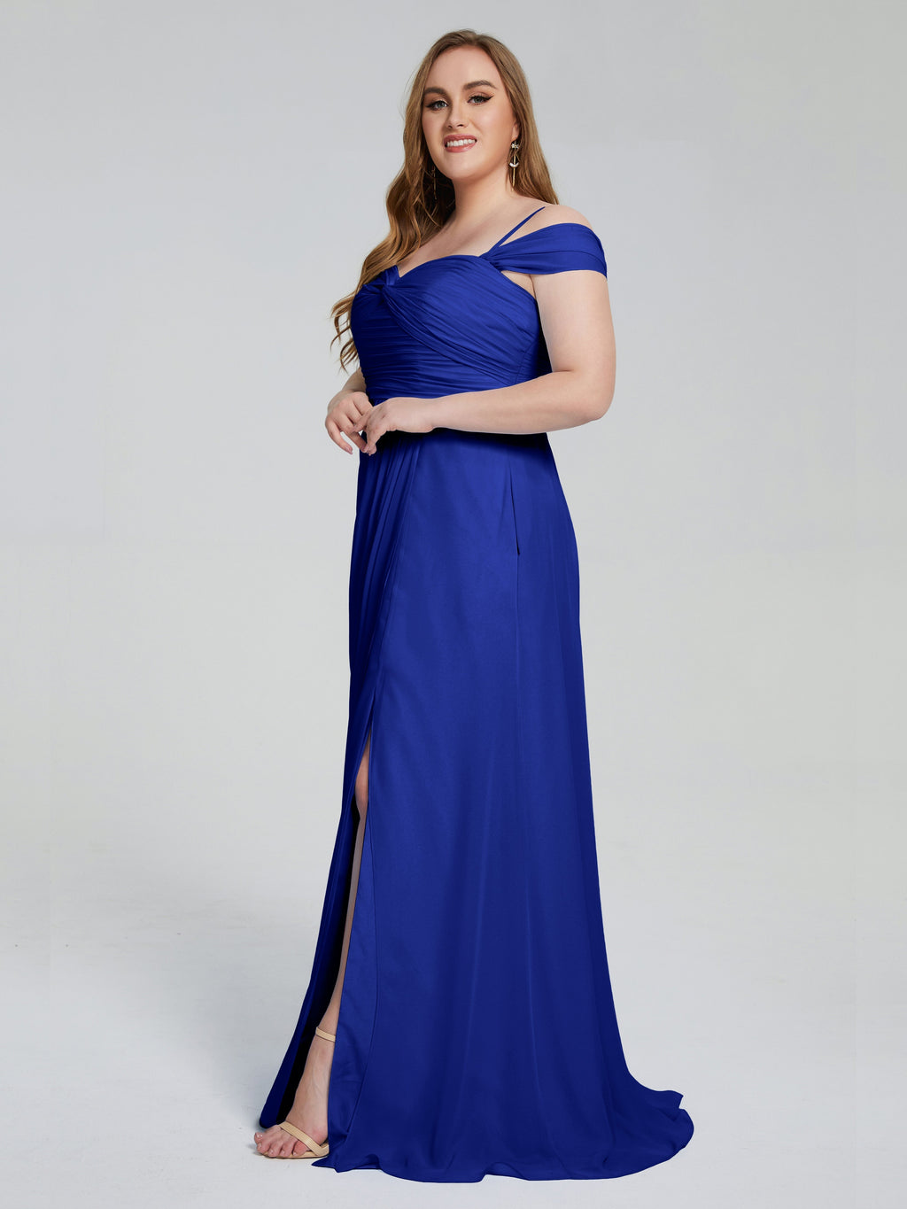 Catherine Elegant Straps Split Plus Size Bridesmaid Dresses