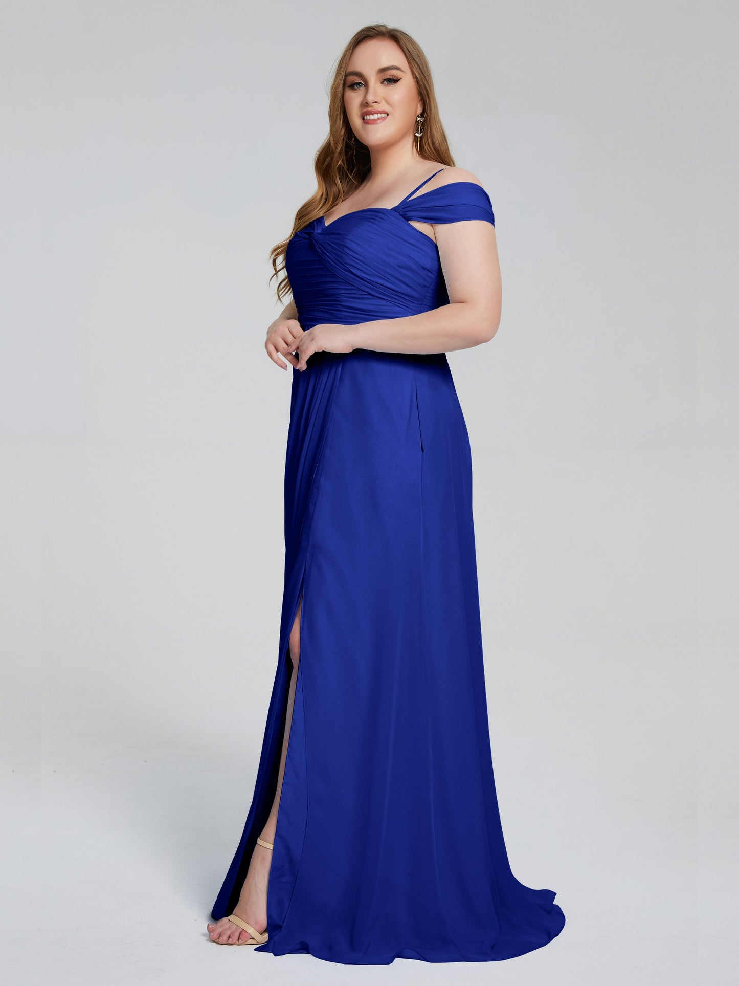 Catherine Elegant Straps Split Plus Size Bridesmaid Dresses