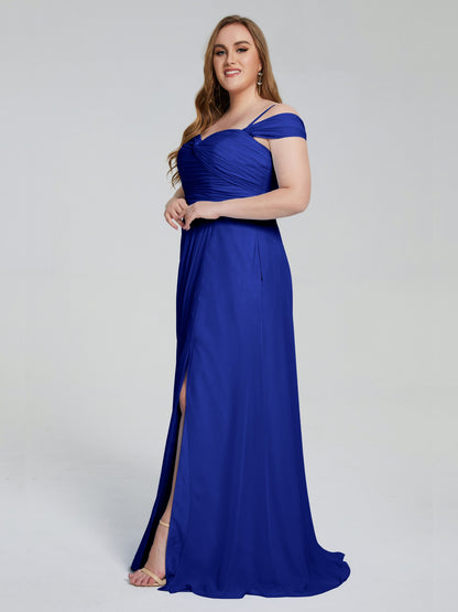 Catherine Elegant Straps Split Plus Size Bridesmaid Dresses
