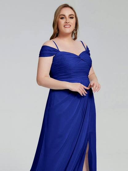 Catherine Elegant Straps Split Plus Size Bridesmaid Dresses