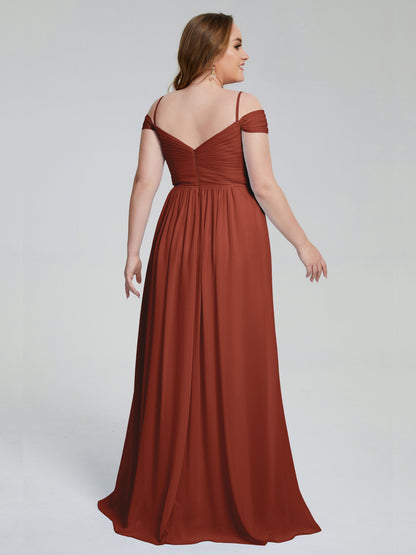 Catherine Elegant Straps Split Plus Size Bridesmaid Dresses