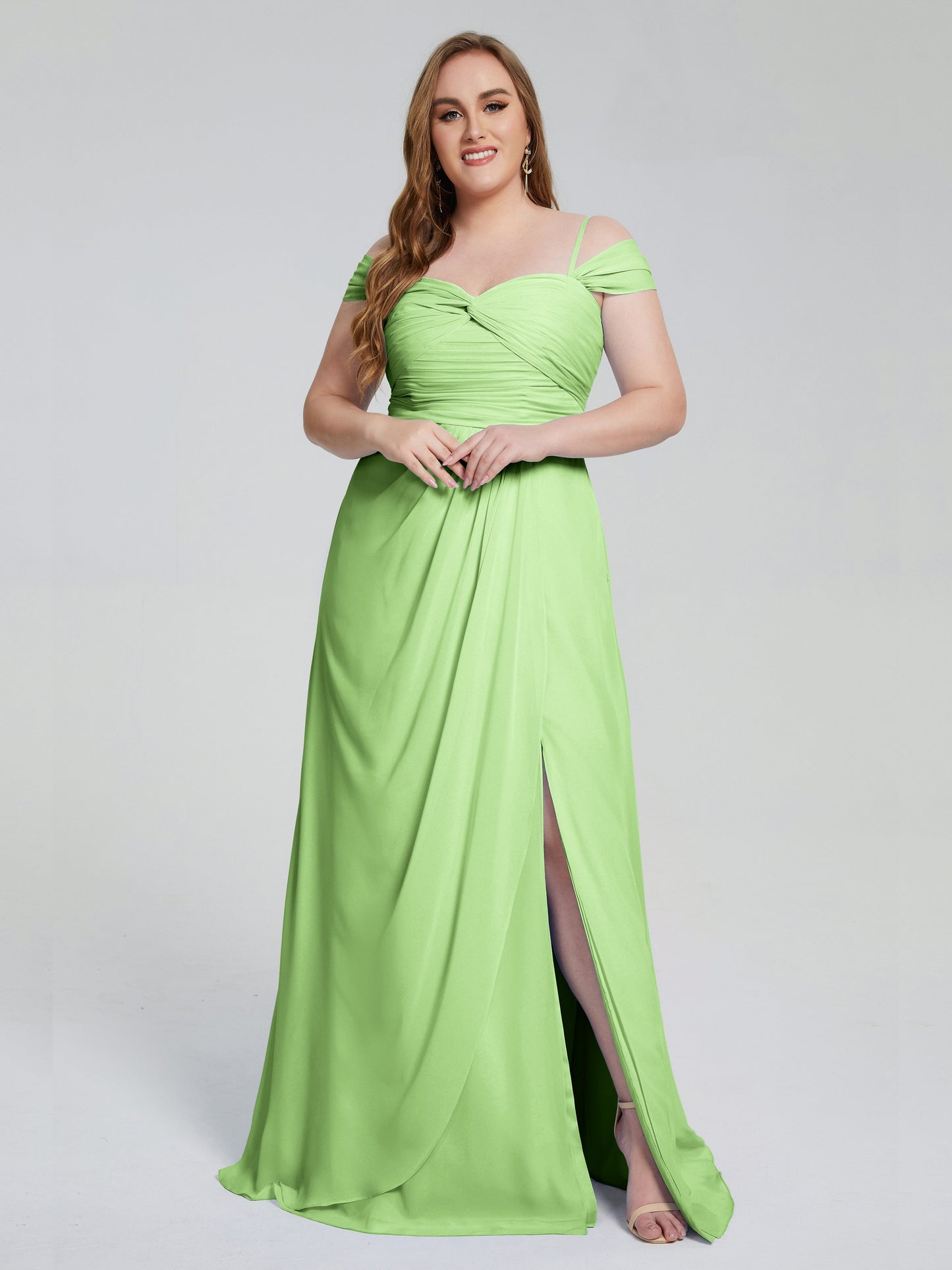 Catherine Elegant Straps Split Plus Size Bridesmaid Dresses