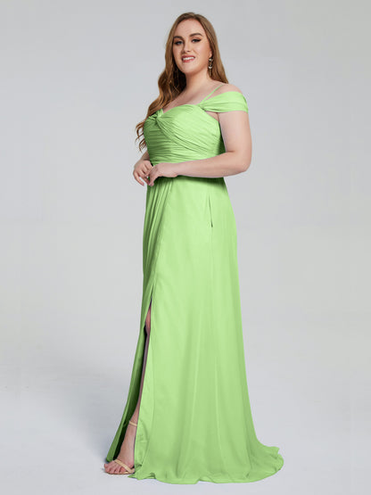 Catherine Elegant Straps Split Plus Size Bridesmaid Dresses