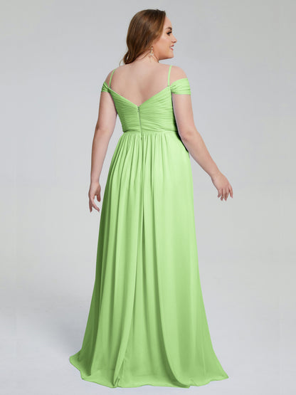 Catherine Elegant Straps Split Plus Size Bridesmaid Dresses