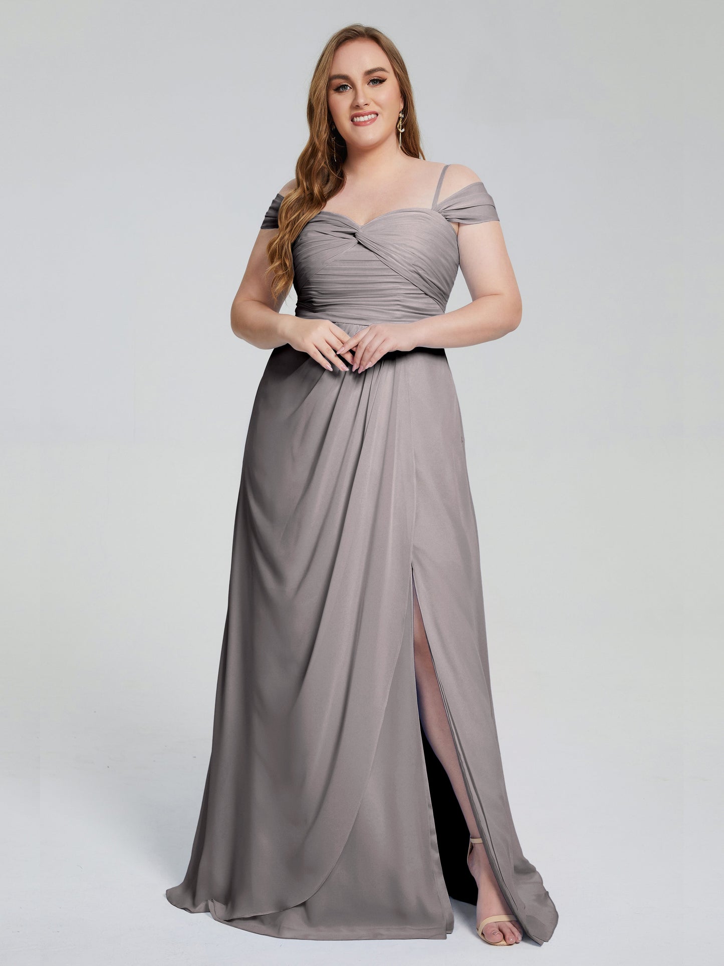 Catherine Elegant Straps Split Plus Size Bridesmaid Dresses