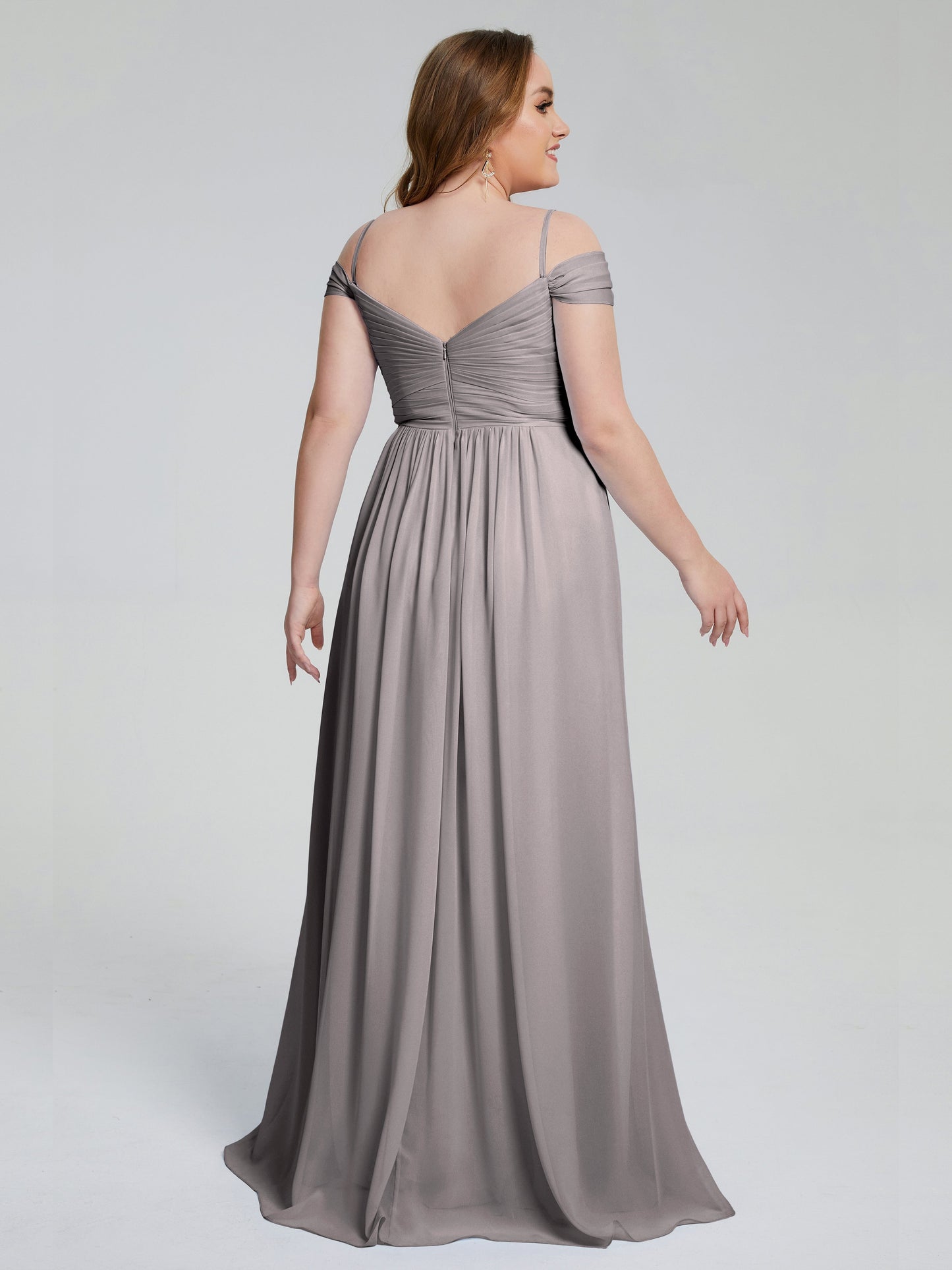 Catherine Elegant Straps Split Plus Size Bridesmaid Dresses