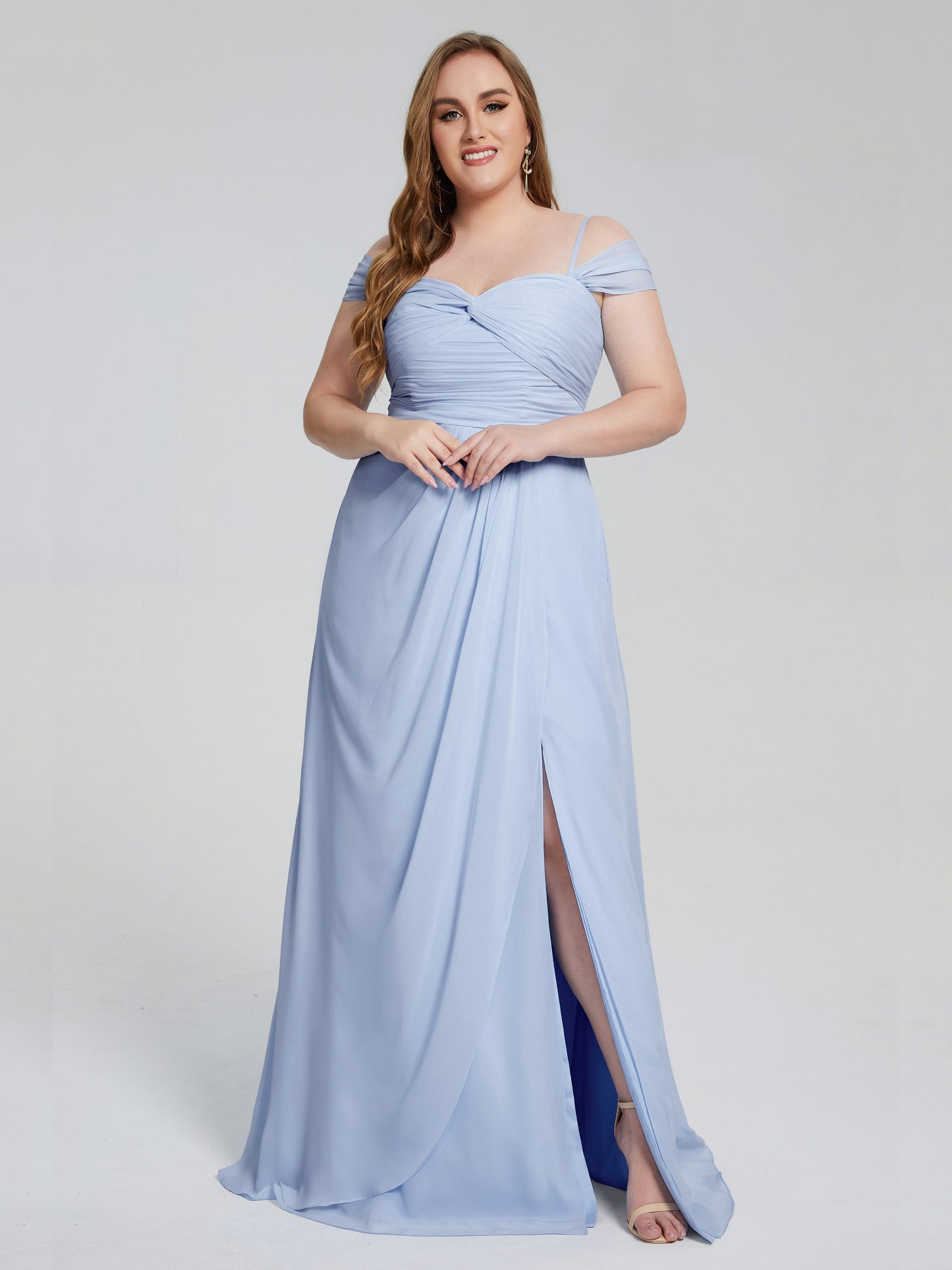 Catherine Elegant Straps Split Plus Size Bridesmaid Dresses