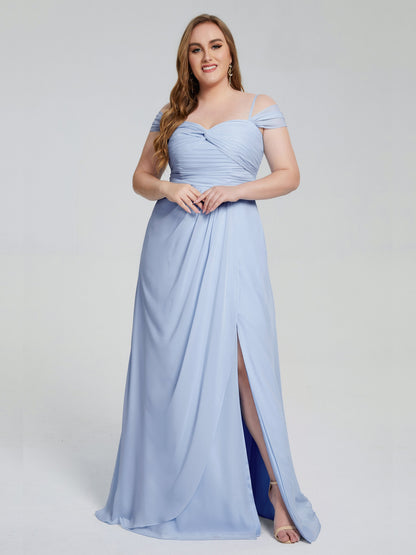 Catherine Elegant Straps Split Plus Size Bridesmaid Dresses