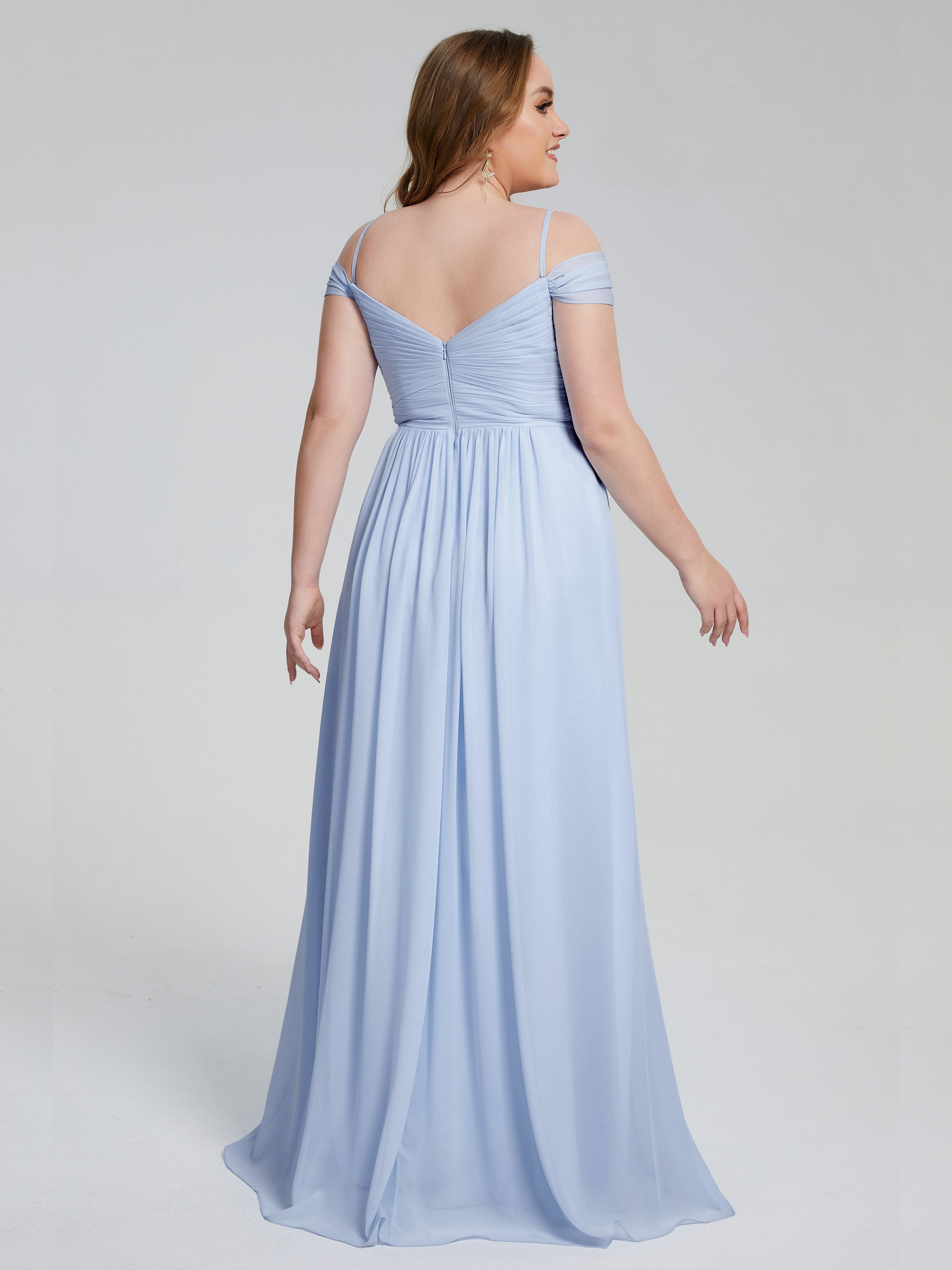 Catherine Elegant Straps Split Plus Size Bridesmaid Dresses