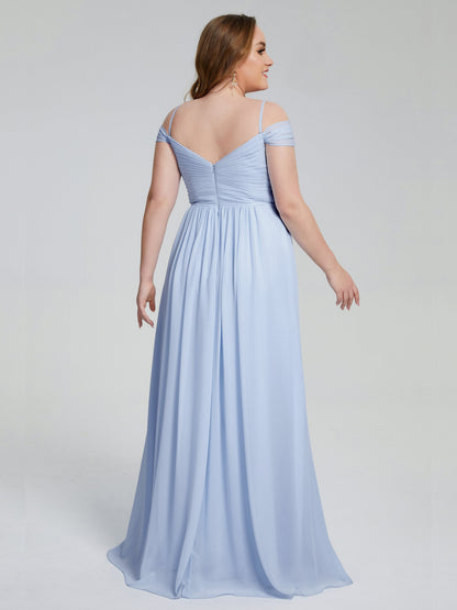 Catherine Elegant Straps Split Plus Size Bridesmaid Dresses