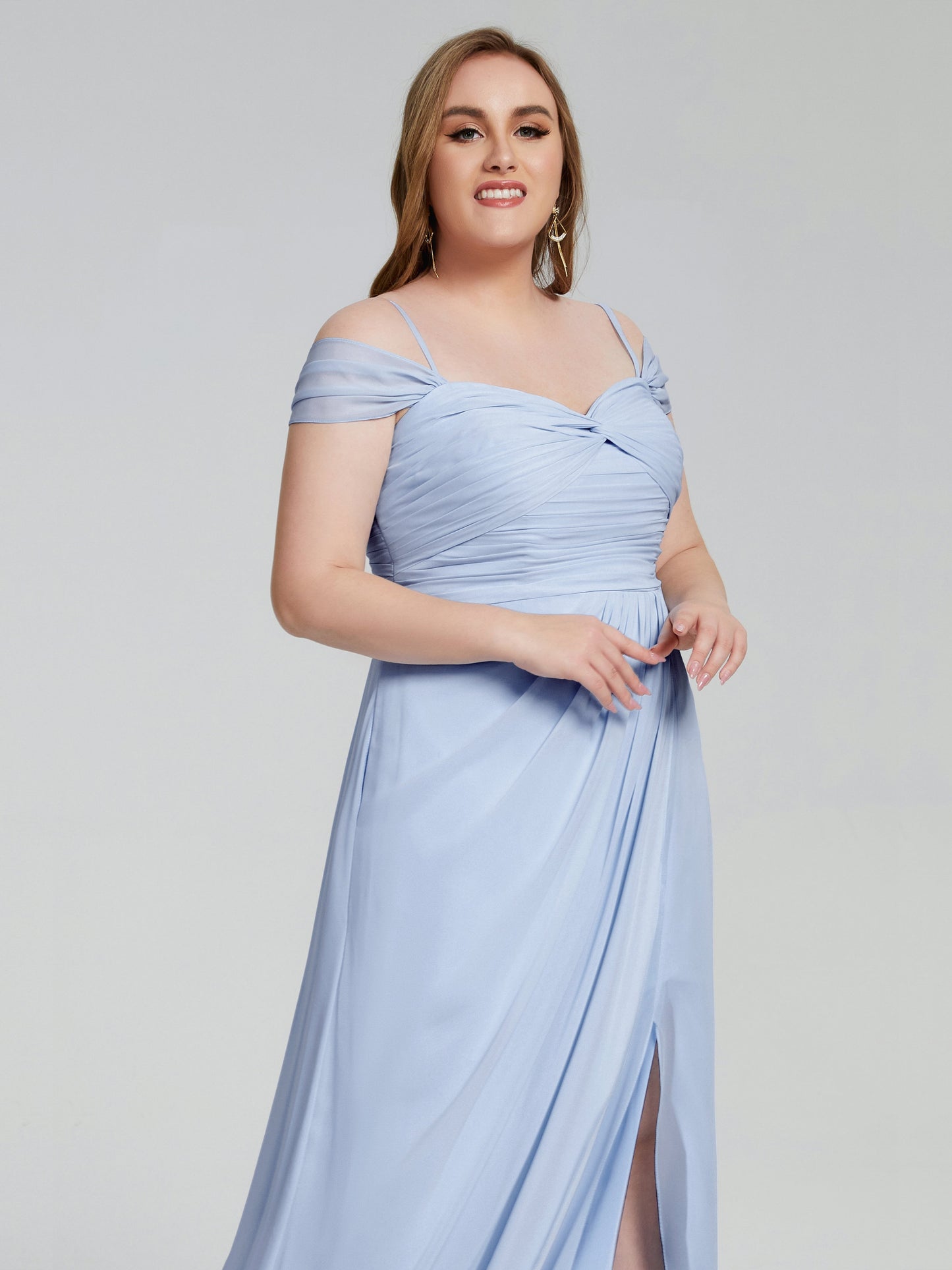 Catherine Elegant Straps Split Plus Size Bridesmaid Dresses