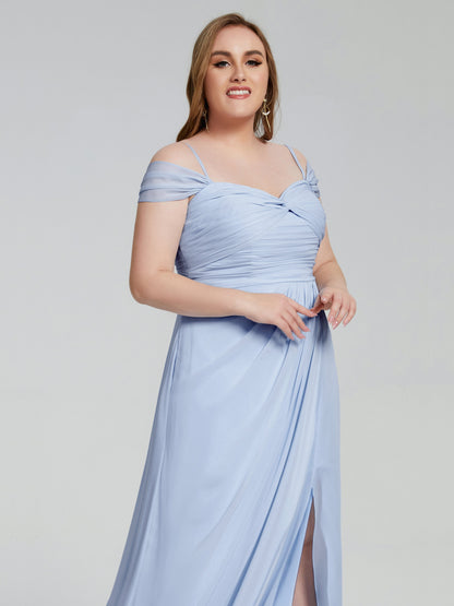 Catherine Elegant Straps Split Plus Size Bridesmaid Dresses
