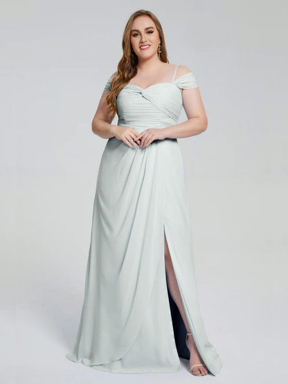 Catherine Elegant Straps Split Plus Size Bridesmaid Dresses