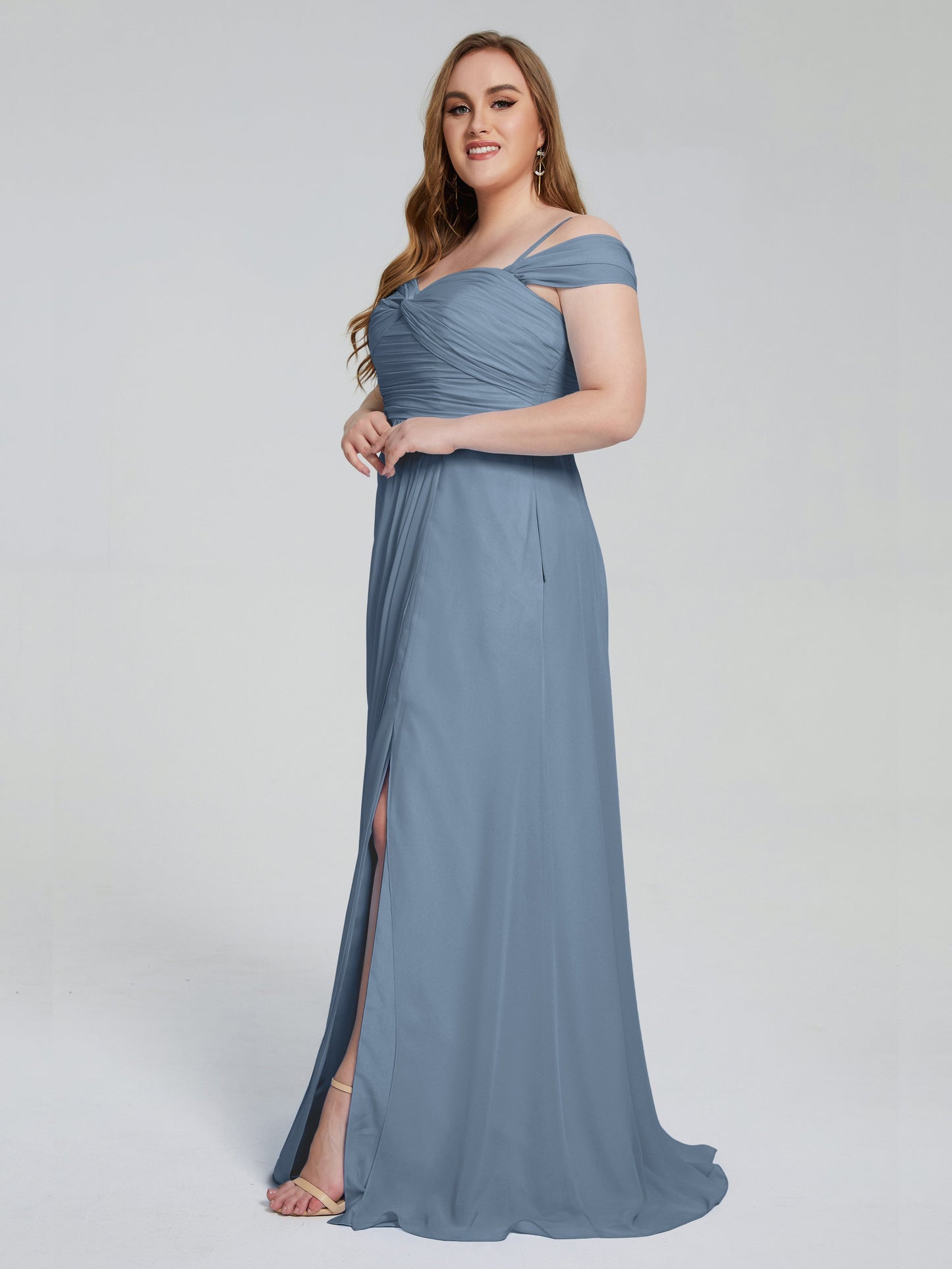 Catherine Elegant Straps Split Plus Size Bridesmaid Dresses