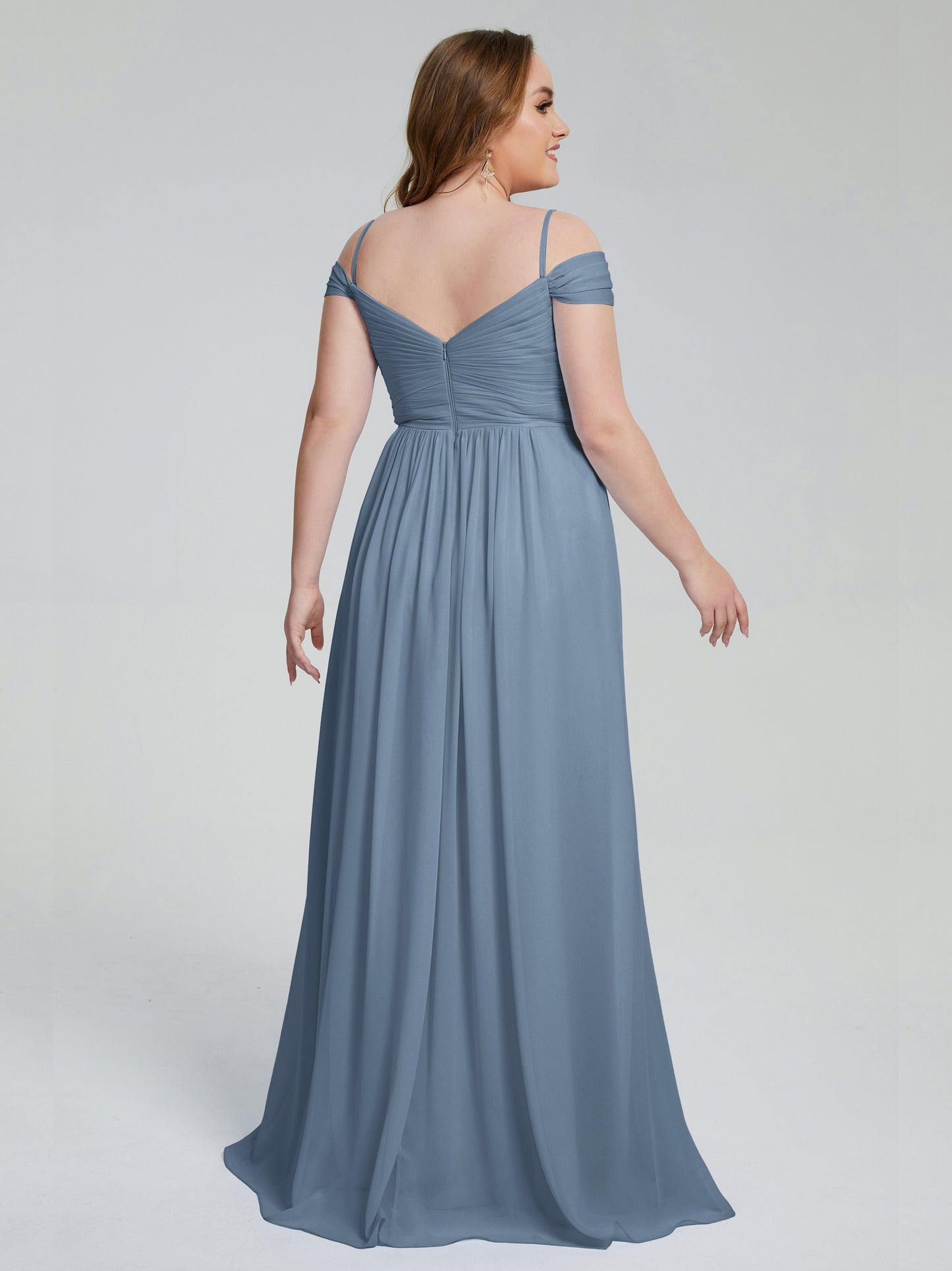 Catherine Elegant Straps Split Plus Size Bridesmaid Dresses