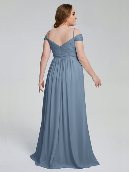Catherine Elegant Straps Split Plus Size Bridesmaid Dresses