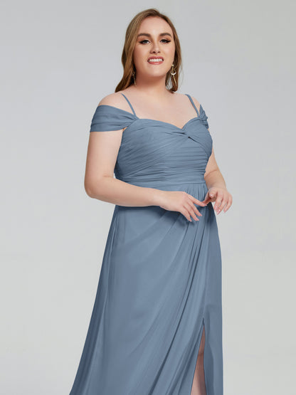 Catherine Elegant Straps Split Plus Size Bridesmaid Dresses