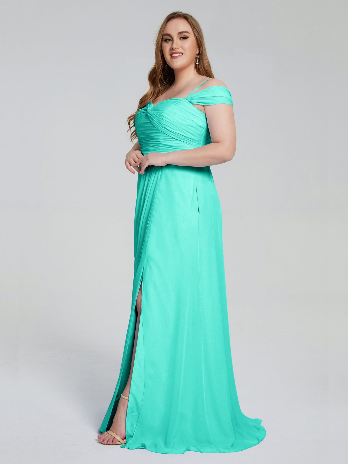 Catherine Elegant Straps Split Plus Size Bridesmaid Dresses