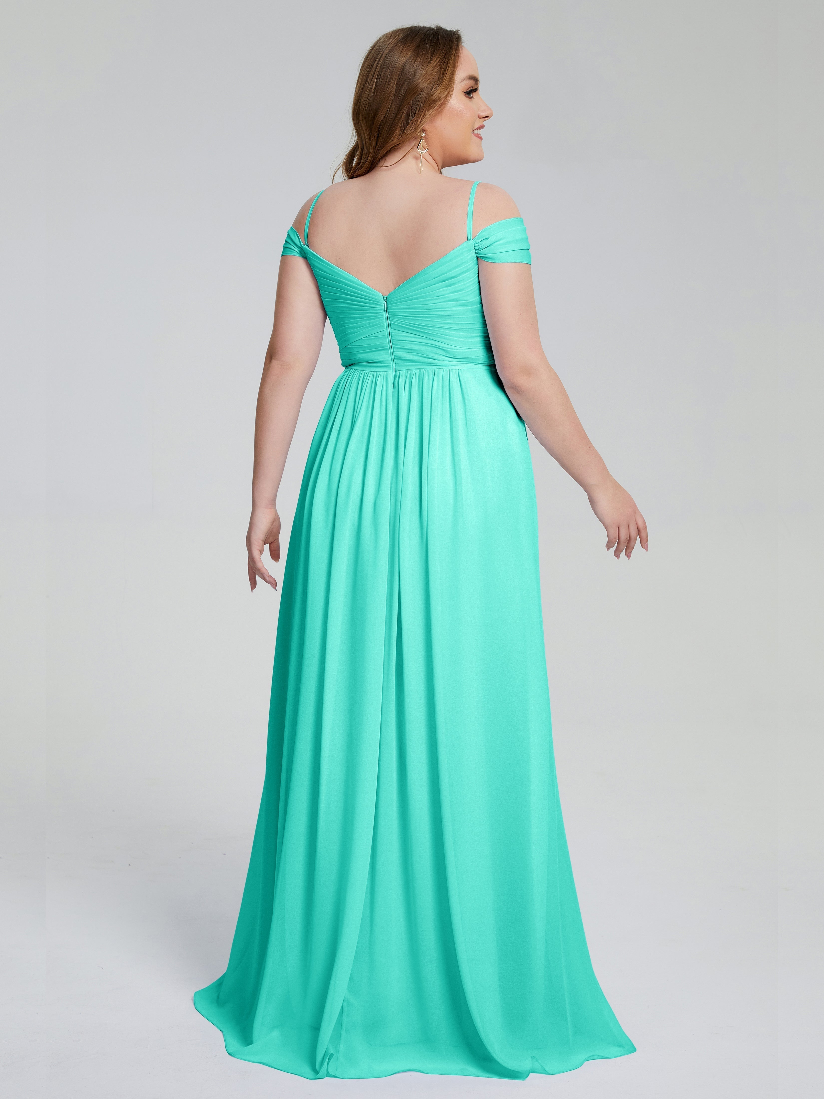 Catherine Elegant Straps Split Plus Size Bridesmaid Dresses