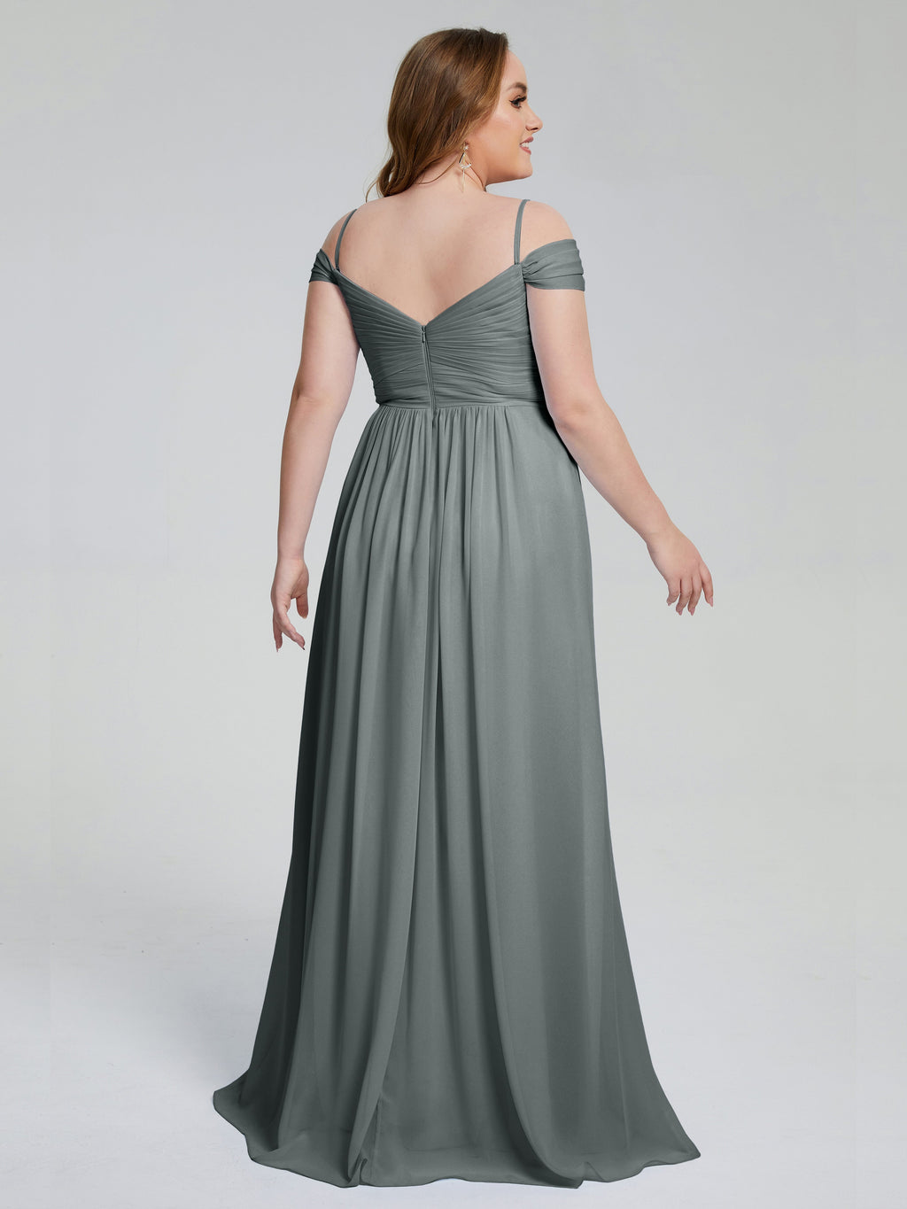 Catherine Elegant Straps Split Plus Size Bridesmaid Dresses