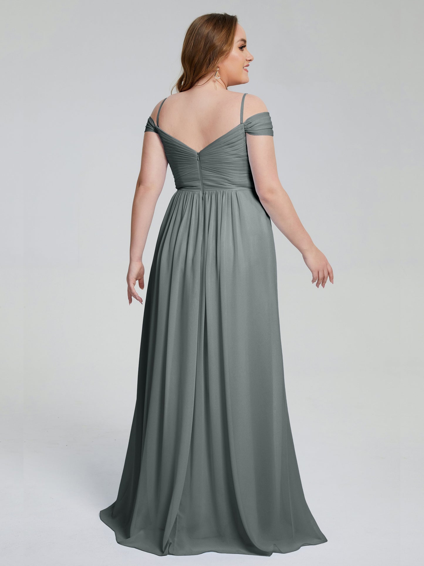 Catherine Elegant Straps Split Plus Size Bridesmaid Dresses