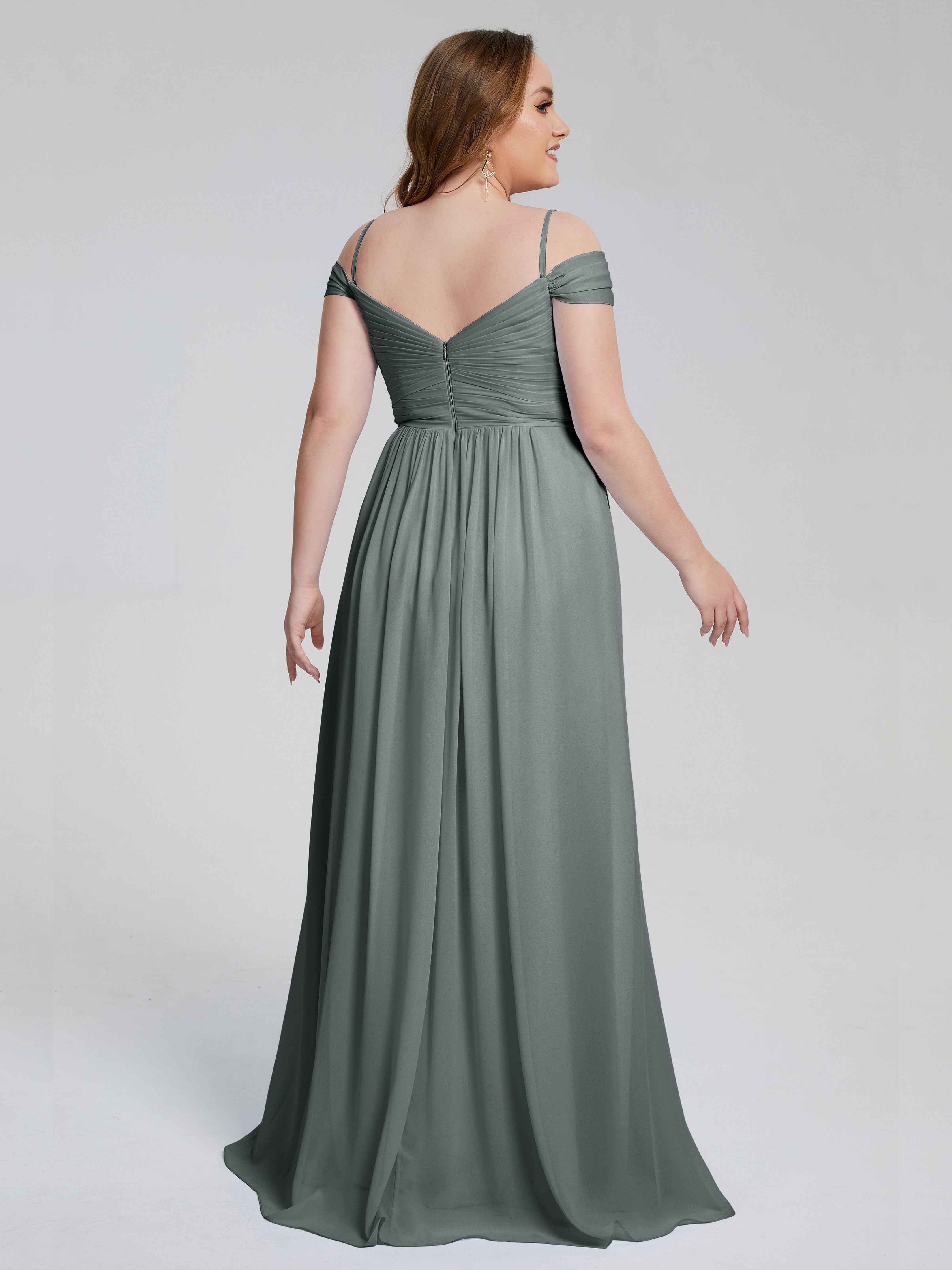 Catherine Elegant Straps Split Plus Size Bridesmaid Dresses