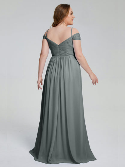 Catherine Elegant Straps Split Plus Size Bridesmaid Dresses