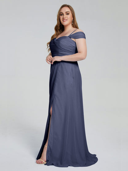Catherine Elegant Straps Split Plus Size Bridesmaid Dresses