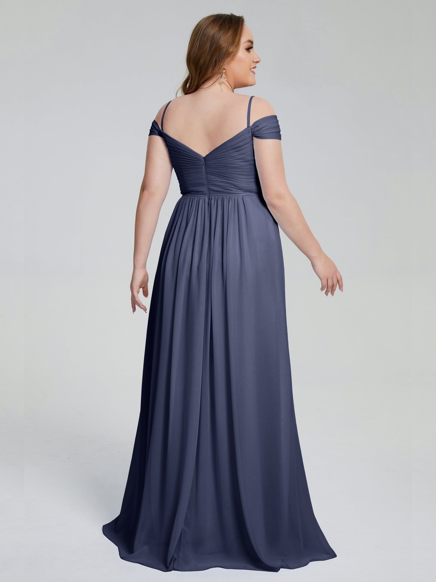 Catherine Elegant Straps Split Plus Size Bridesmaid Dresses