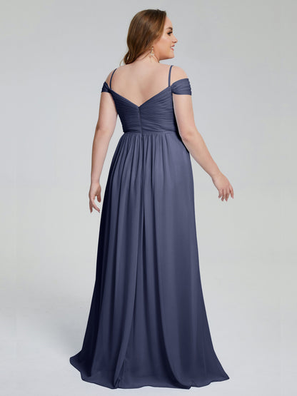 Catherine Elegant Straps Split Plus Size Bridesmaid Dresses
