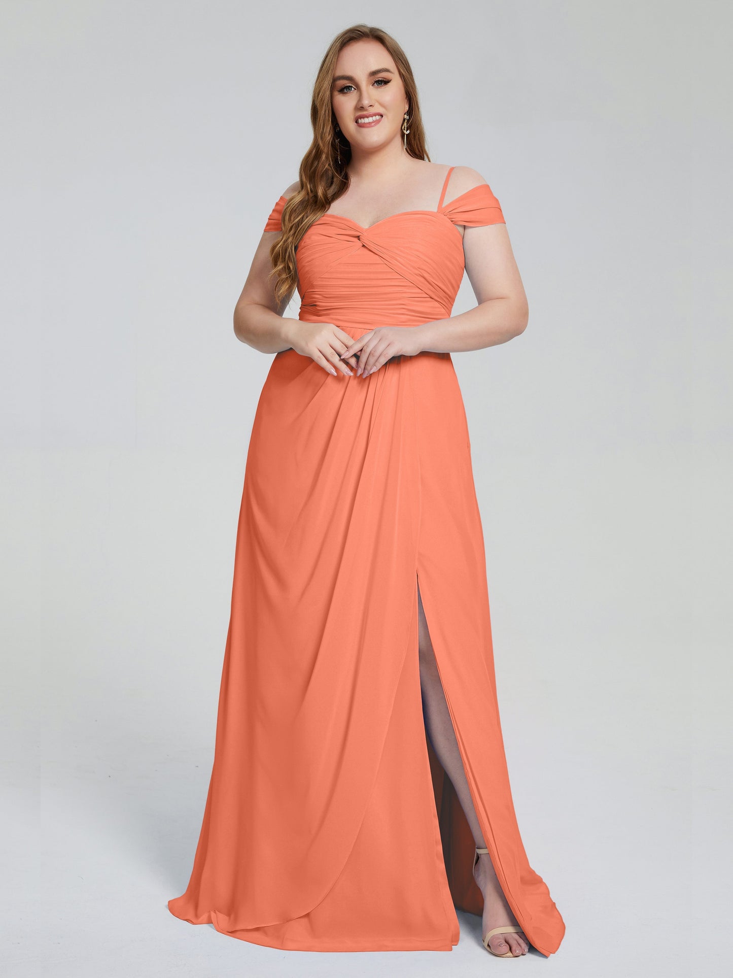 Catherine Elegant Straps Split Plus Size Bridesmaid Dresses