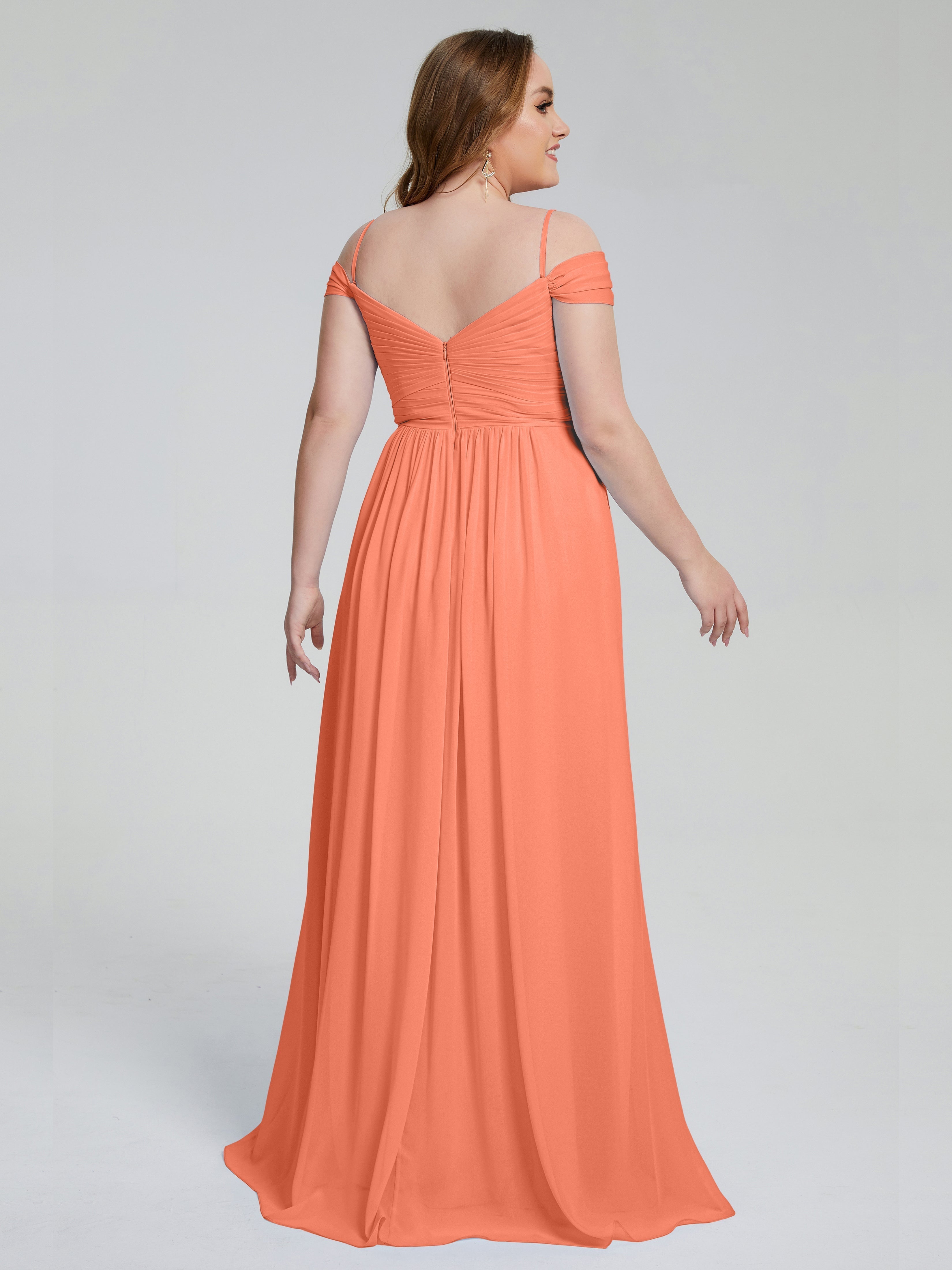 Catherine Elegant Straps Split Plus Size Bridesmaid Dresses