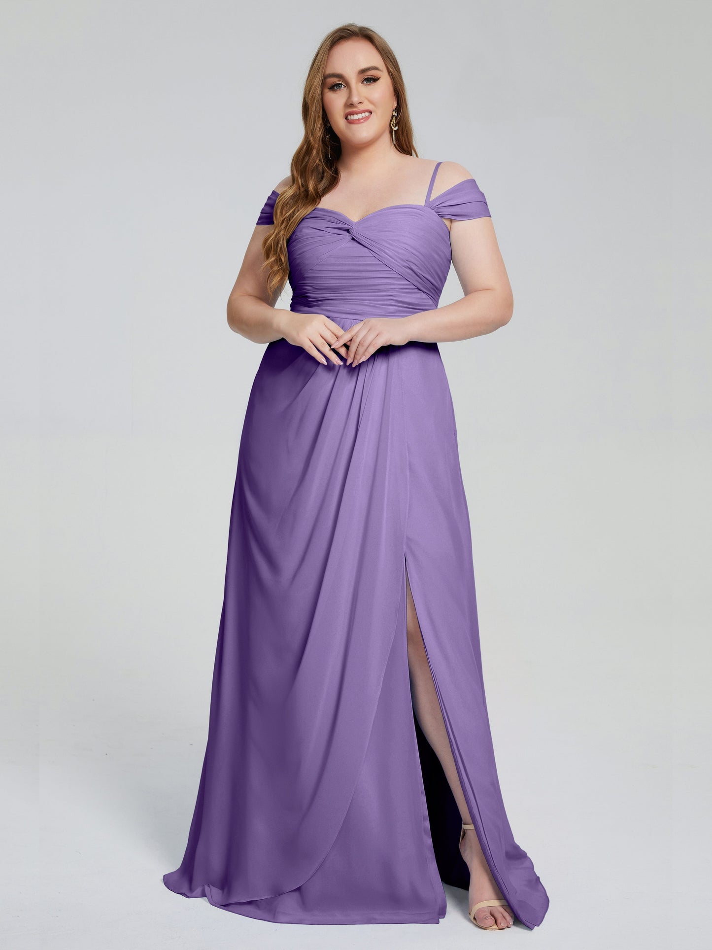 Catherine Elegant Straps Split Plus Size Bridesmaid Dresses