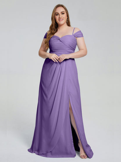 Catherine Elegant Straps Split Plus Size Bridesmaid Dresses