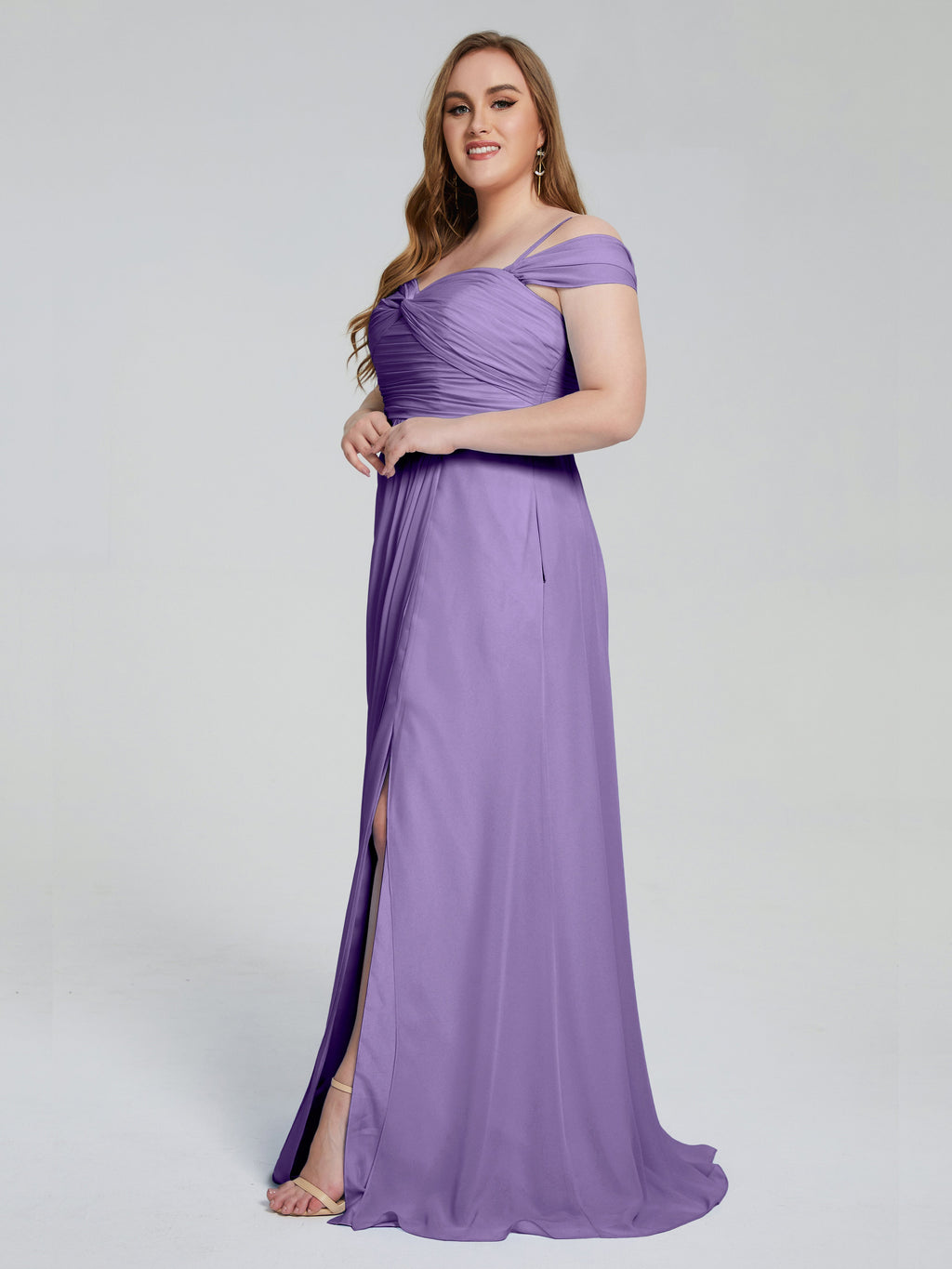 Catherine Elegant Straps Split Plus Size Bridesmaid Dresses