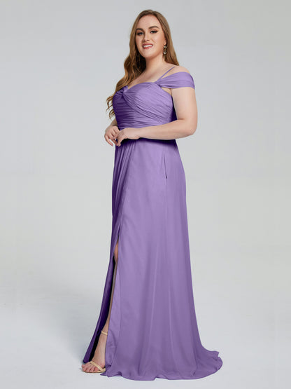 Catherine Elegant Straps Split Plus Size Bridesmaid Dresses