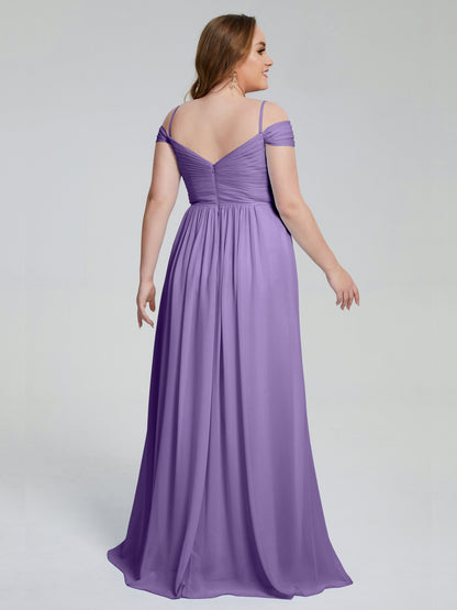 Catherine Elegant Straps Split Plus Size Bridesmaid Dresses