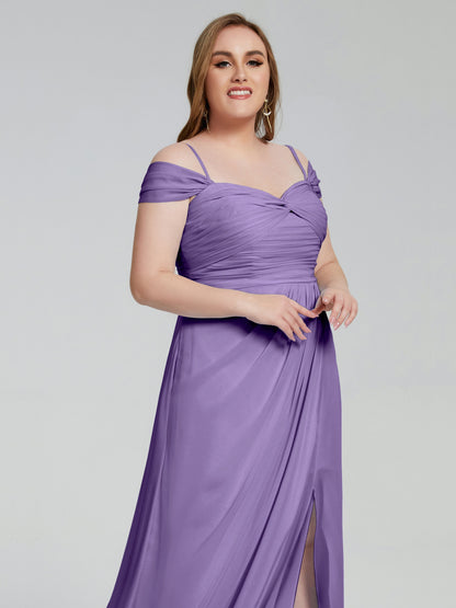 Catherine Elegant Straps Split Plus Size Bridesmaid Dresses